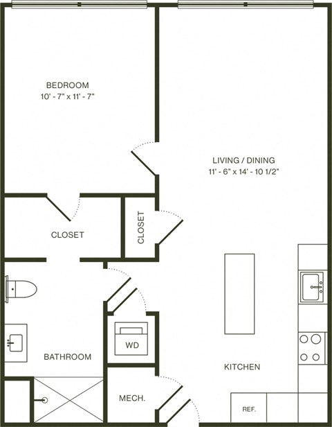 a floor plan of a house with a bedroom and a living room